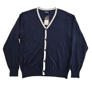 Evolution in Design Men's XL Button-Up Cardigan Navy Blue Long Sleeve NWT NEW